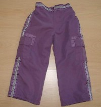 Fialové oteplené šusťákové kalhoty s pruhy zn. Early Days
