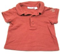 Oranžové tričko s výšivkou a límečkem