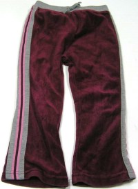 Vínové sametové kalhoty s pruhem zn. Cherokee