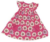 Tmavorůžovo-smetanové květované bavlněné šaty zn. John Lewis