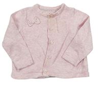 Růžový melírovaný propínací svetr s mašlí zn. Early Days