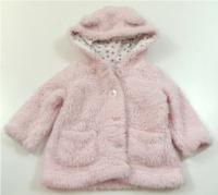 Růžový chlupatý kabátek s kapucí zn. F&F 