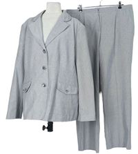 2set - Dámské šedé proužkované sako + kalhoty zn. Bexleys 