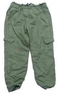 Khaki plátěné cuff cargo podšité kalhoty zn. H&M