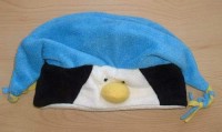 Modro-smetanová fleecová čepička - tučňáček