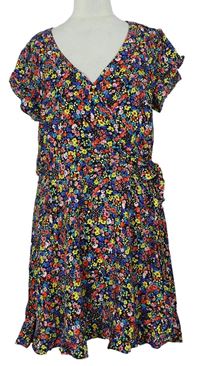 Dámské barevné kytičkované šaty s mašlí zn. Oasis 