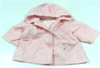 Růžový šusťáková podzimní kabátek s kapucí zn. Mothercare 