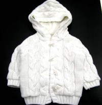 Bílá oteplený kabátek s kapucí