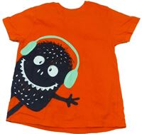 Oranžové tričko s příšerkou zn. Primark
