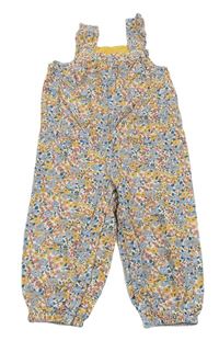 Smetanové květované manšestrové laclové kalhoty s volánky zn. Jojo Maman Bébé