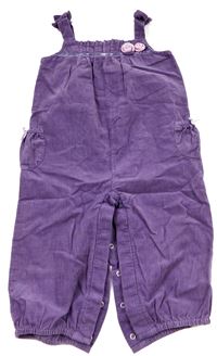 Purpurové manžestrové laclové kalhoty s kytičkami zn. Monsoon