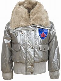 Nové - Stříbrná šusťáková zimní bunda s kožíškem 