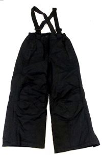 Černé šusťákové zateplené laclové lyžařské kalhoty zn. crane