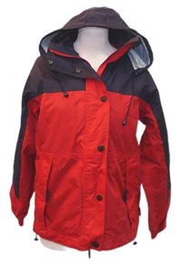 Dámská červeno-tmavomodrá šusťáková sportovní bunda s kapucí zn. C&A