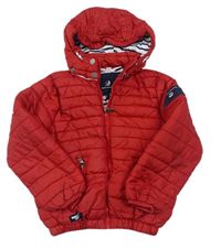 Červená šusťáková zateplená bunda s kapucí zn. Voile Bleue