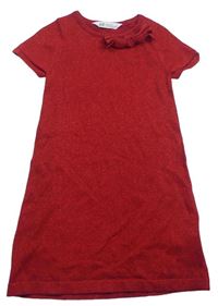 Červené pletené šaty s mašlí zn. H&M