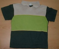 Zeleno-béžové tričko s pruhy s límečkem zn. Adams
