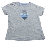 Šedé tričko s delfíny a srdcem zn. Primark