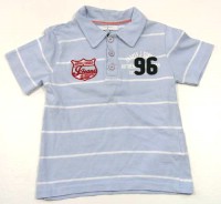 Modro-bílé pruhované tričko s límečkem a číslem