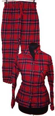 Dámské červeno-tmavomodré kostkované flanelové pyžamo zn. Love To Lounge 