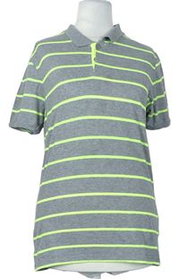 Pánské šedo-neonově zelené pruhované polo tričko zn. Topman 