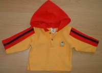 Žluto-červená fleecová bundička s kapucí