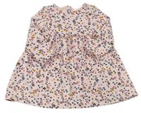 Světlerůžovo-barevné květované žebrované šaty zn. C&A