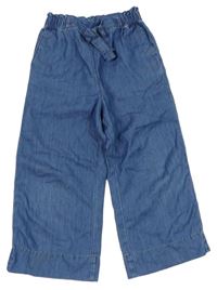 Modré lehké culottes kalhoty riflového vzhledu zn. H&M