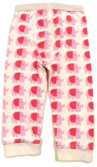 Bílo-růžovo-červené pyžamové kalhoty se slony zn. Mothercare