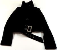 Černý vlněný krátký kabátek s páskem 