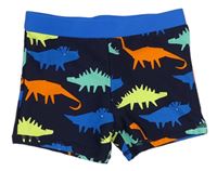 Tmavomodro-modré nohavičkové plavky s dinosaury zn. Urban 