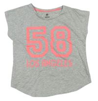 Šedé melírované tričko s číslem zn. H&M