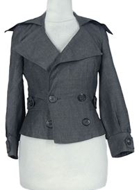 Dámský šedý kostkovaný kabátek s límcem zn. Topshop 