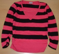 Růžovo-černé pruhované triko zn. girl2girl