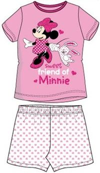 Nové - 2set - Růžové tričko s Minnie +  bílé kraťásky se srdíčky zn. Disney 