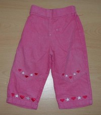 Růžové manžestrové kalhoty se srdíčky a hvězdičkami