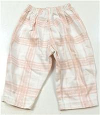 Růžovo-bílé kostkované plátěné kalhoty zn. Mothercare 