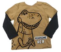 Hnědo-černé triko s dinosaurem Toy Story zn. George