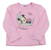 Růžové sametové triko s Minnie zn. Disney