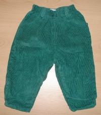 Zelené manžestrové oteplené kalhoty