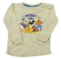 Béžové triko s Mickeym a kamarády zn. Disney