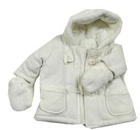 Bílá zateplená bunda+ rukavice zn. Mothercare