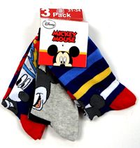 Nové - 3pack - Barevné ponožky s Mickeym zn. Disney vel. 27-30