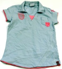 Modro-růžové tričko s límečkem