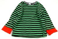 Zeleno-hnědé pruhované pyžamové triko zn. Miniclub