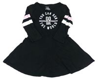 Černé bavlněné šaty s nápisem zn. F&F