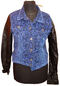 Dámská modro-černá vzorovaná riflovo/koženková bunda zn. H&M - nové