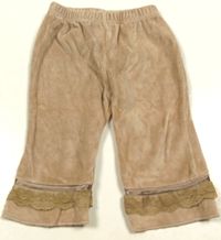 Béžové sametové kalhoty s krajkou zn,.Early days