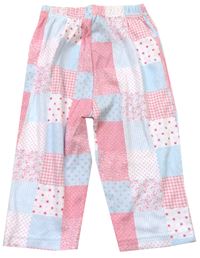 Bílo-růžovo-modré kostkované pyžamové kalhoty zn. George