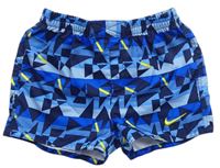 Modro-světlemodro-safírovo-tmavomodré pruhované vzorované plážové kraťasy zn. Nike